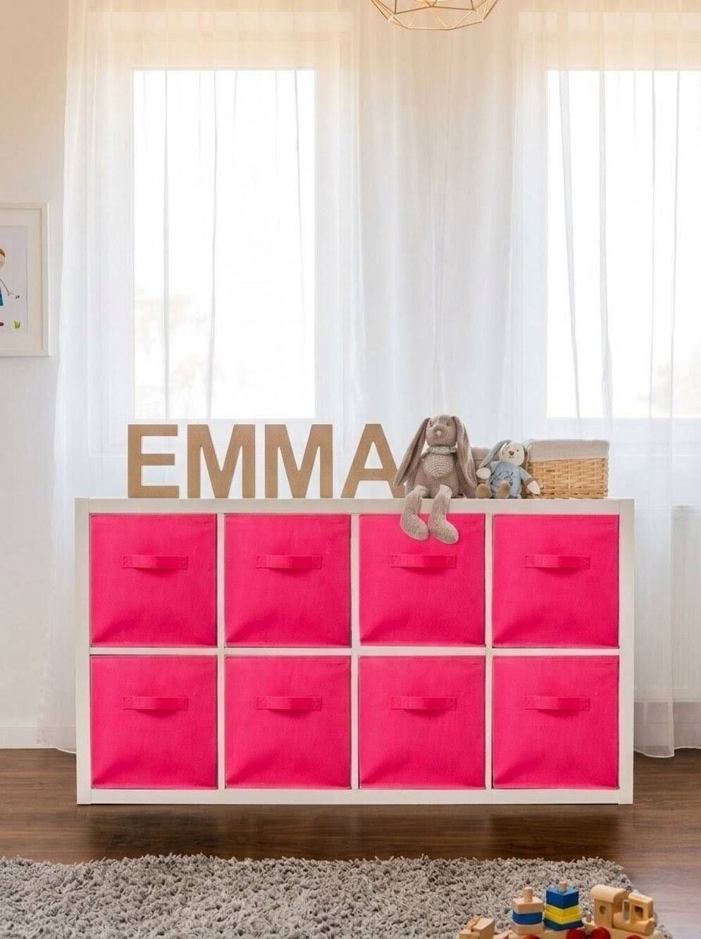 🔸️Hot Pink Canvas Collapsible Storage Bin Set of 6